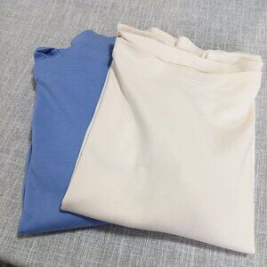 Two L.L. Bean Square Neck 100% Cotton Tee Shirt Size Large